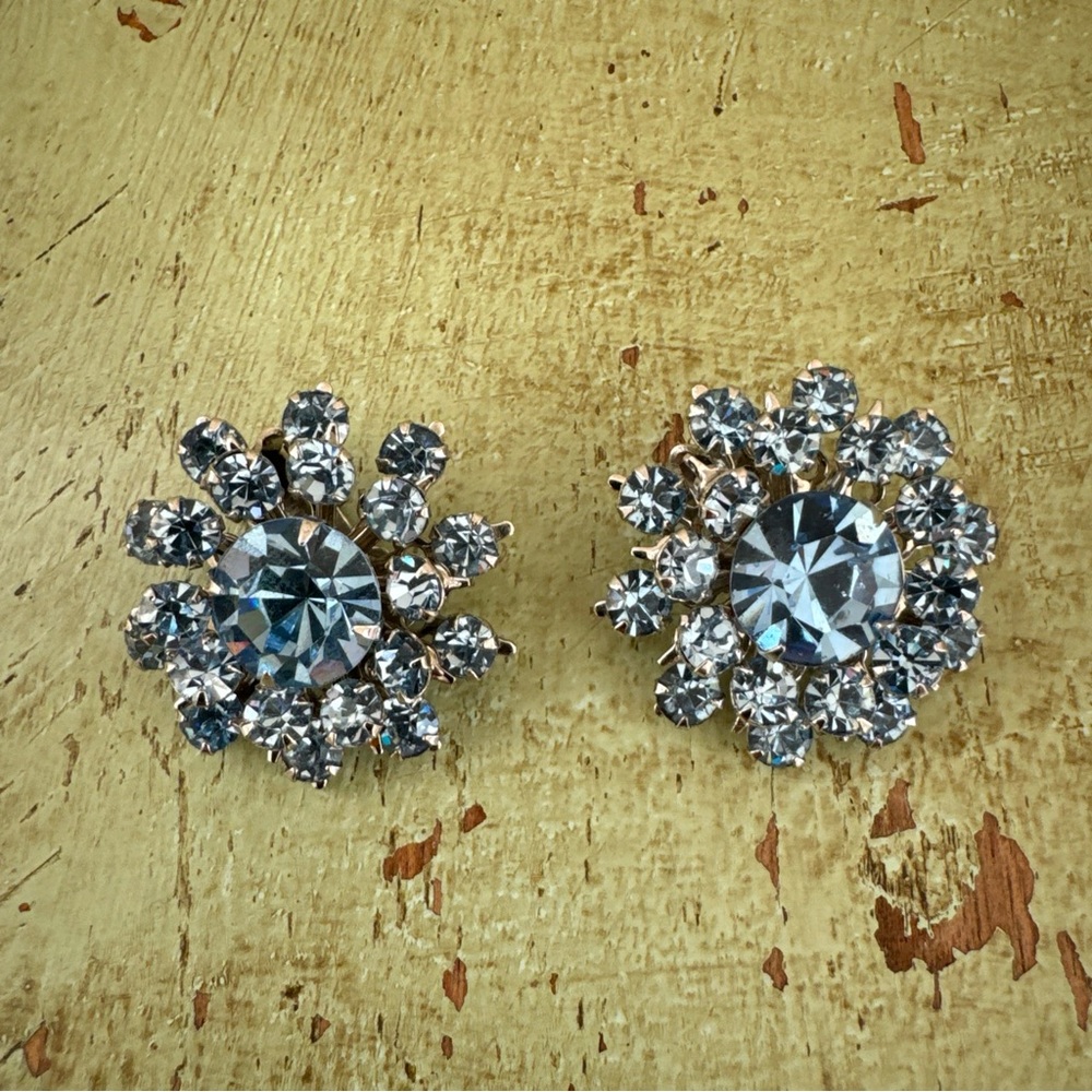 Vintage Silver Floral Gemstone Earrings